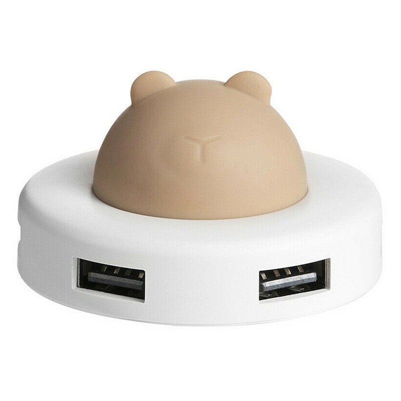 Mały uroczy lampka nocna USB Centrum przenośny atmosfera światło nocne centrum wypełniacz 4 Port USB kabel splittera kreskówka