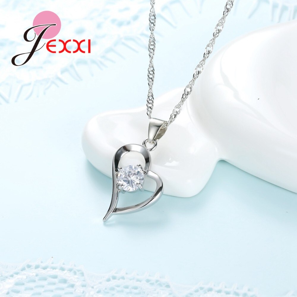 Set di gioielli da sposa in argento Sterling 925 romantico per le donne amore cuore pendenti vuoti collane orecchini per matrimonio