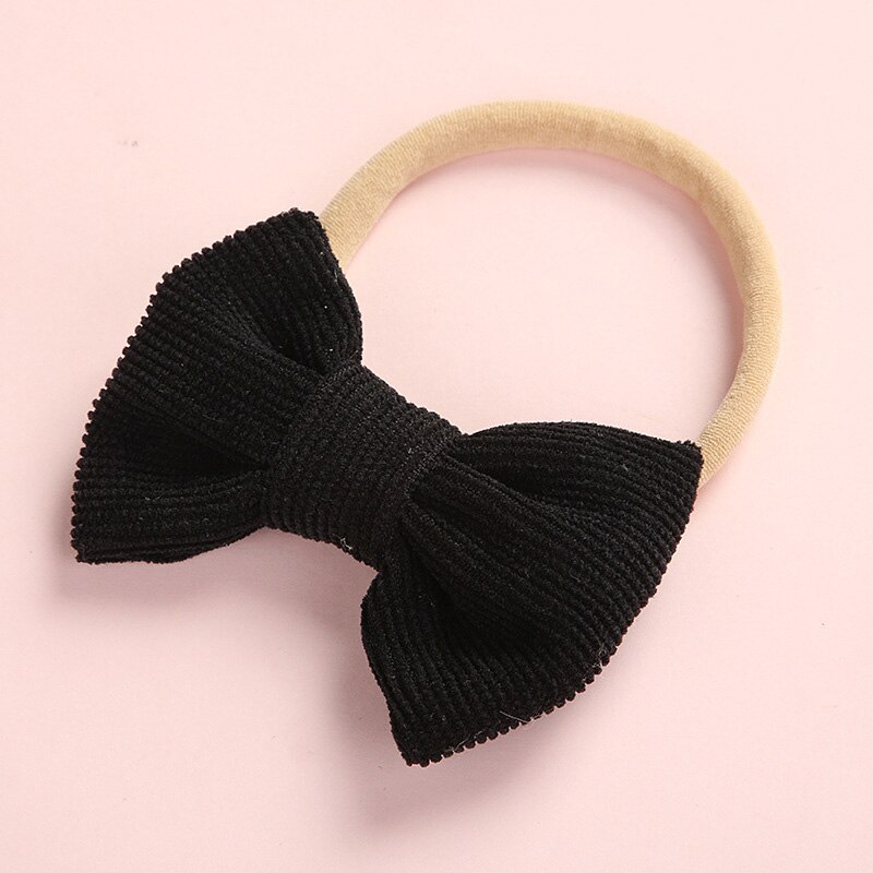 Cute Baby Girl Headband Nylon Bows Elastic Newborn Kids Turban Hair Band Headbands For Girls Haarband Baby Hair Accessories: black