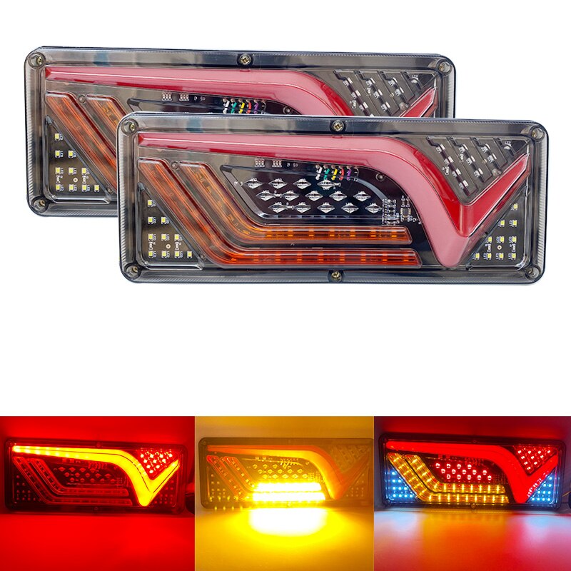 2pcs 12/24v dynamische LED LKW Rücklicht Blinker hintere Bremslichter Rückfahr leuchte Anhänger LKW Bus Wohnmobil Wohnwagen: Dark Grau