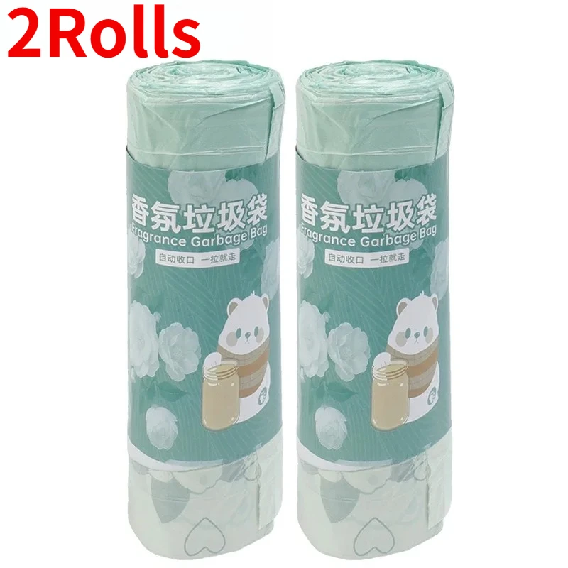 Handzame vuilniszakken met trekkoord en geur voor keuken, kantoor, badkamer, prullenbakken, studentenkamers, wegwerpvuilniszakken: Lichtgroen
