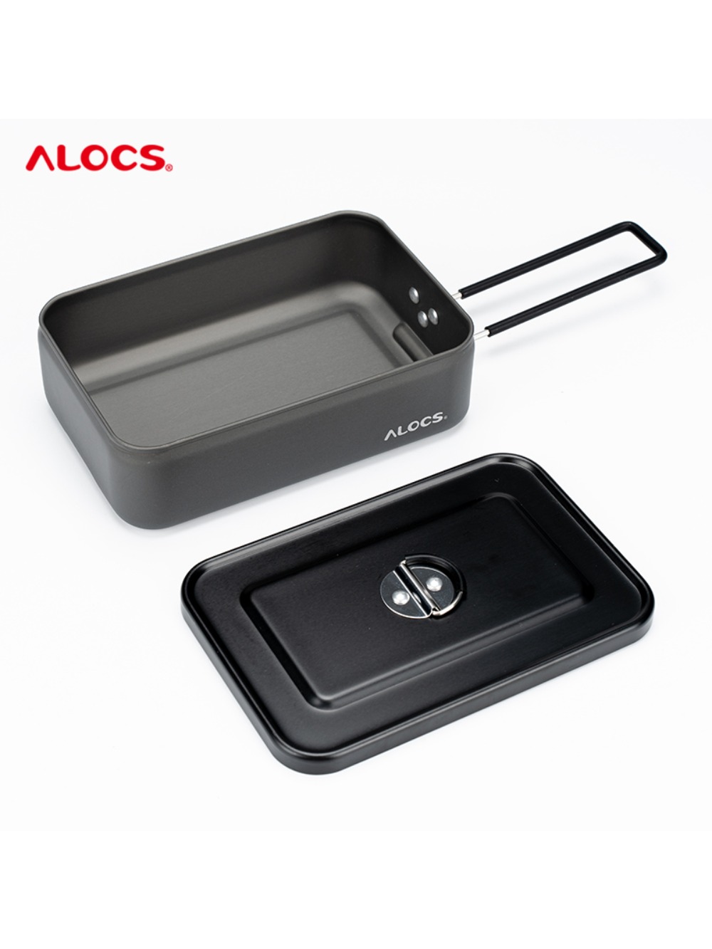 Alocs multifunctionele draagbare lunchbox, outdoor lunchbox van aluminiumlegering, servies voor kamperen, anti-verbrandingsservies, enkelvoudig.