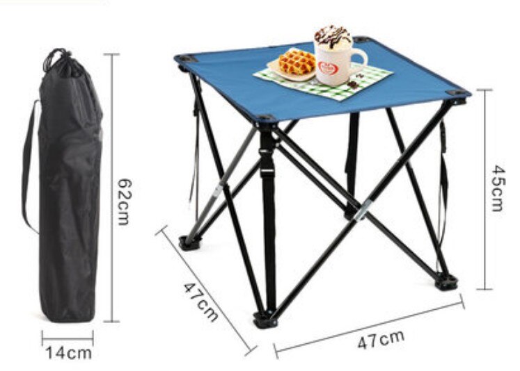 Bärbart hopfällbart fyrkantigt skrivbord 47 x 45 x 47m fiske camping bbq bord fällbart vandringsdisk trädgård utomhus ultralätt bord  b493: Skrivbord c