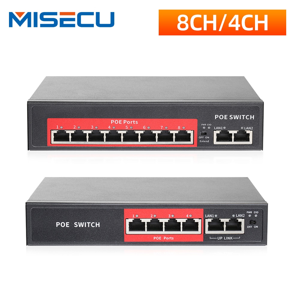 Techege 48V Netwerk Poe Switch Met 4/8 10/100Mbps Poorten Ieee 802.3 Af/Op Over Ethernet ip Camera/Draadloze Ap/Cctv Camera Systeem