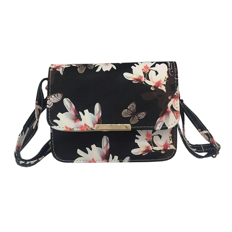 Vrouwen Bloemen Lederen Schoudertas Satchel Handtas Retro Messenger Bag Beroemde Clutch Schoudertassen Bag Zwart Wit: Zwart