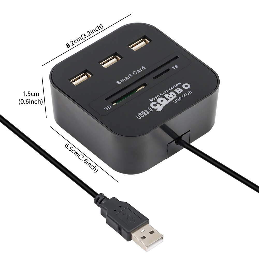 Mini All in 1 USB SIM Smart Card Reader 3 USB HUB For Bank Card IC/ID EMV MMC CAC DNIE ATM IC SD TF Card