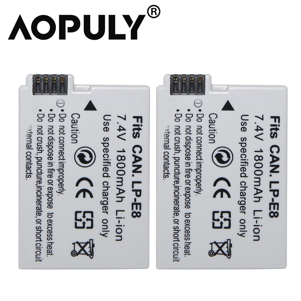 Batterie LPE8 LP E8 2000mAh, pour Canon EOS 550D 600D 650D 700D X4 X5 X6i, avec écran LCD et USB, double chargeur, LP-E8: 2Batteries