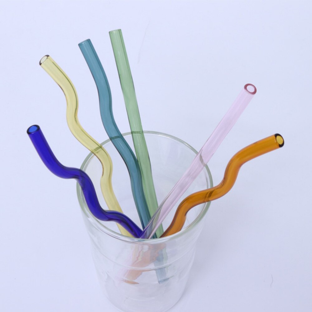 Clear Glass Straws for Smoothies Cocktails Drinking Straws Reusable Straws for Bar Accessories