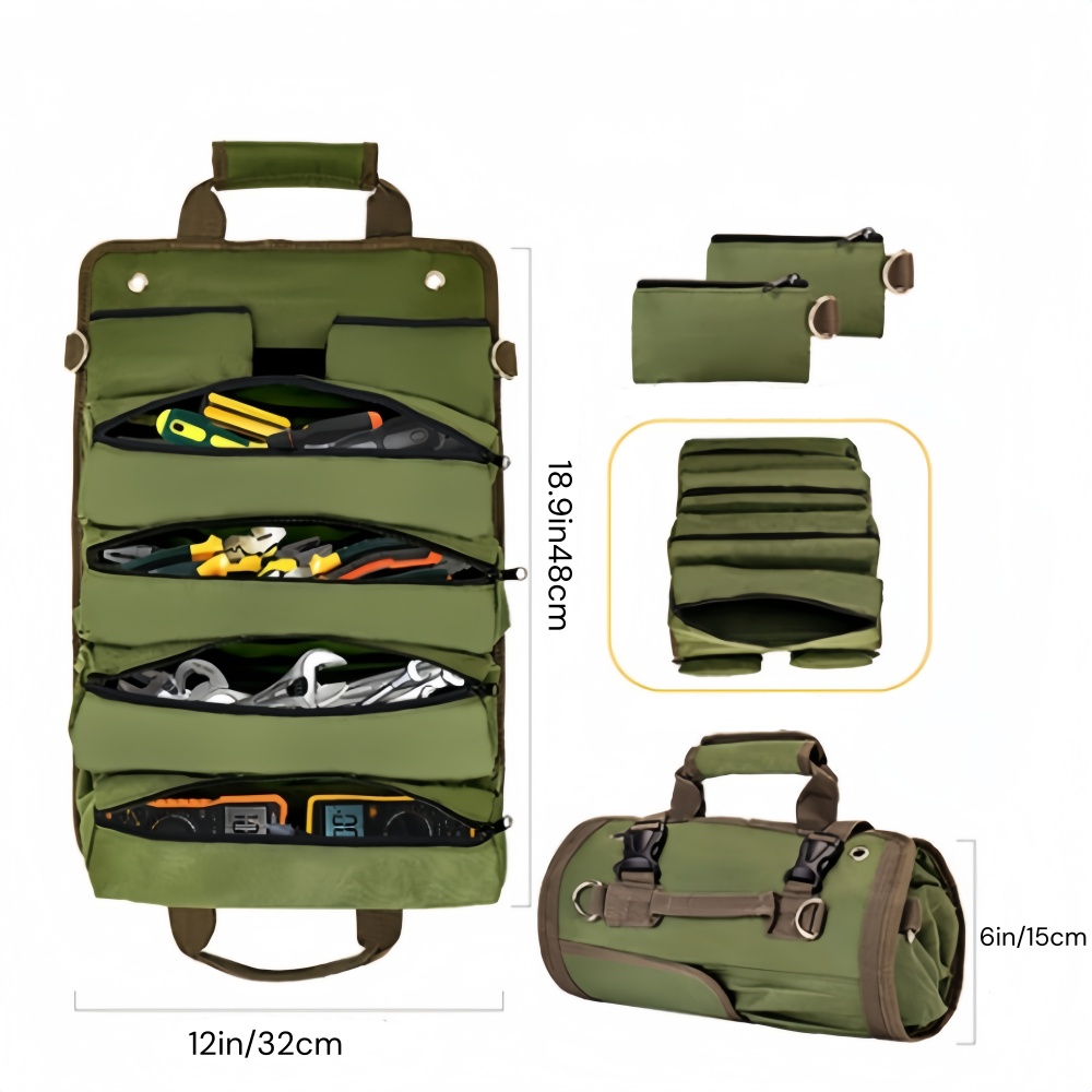 Tool Organizer Bag Tools Electrician Hardware Tool Storage case，Roll-Up Toughbuilt Waterproof Canvas Tool Organizer Pouch