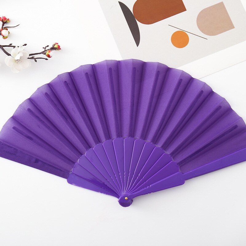 1Pc Craft Fan Plastic Bone Fan Zijde Doek Leeg Vouwen Fan Chinese Stijl Dance Fan Pure Kleur Taichi Fan vlakte Ochtend Oefening: 03