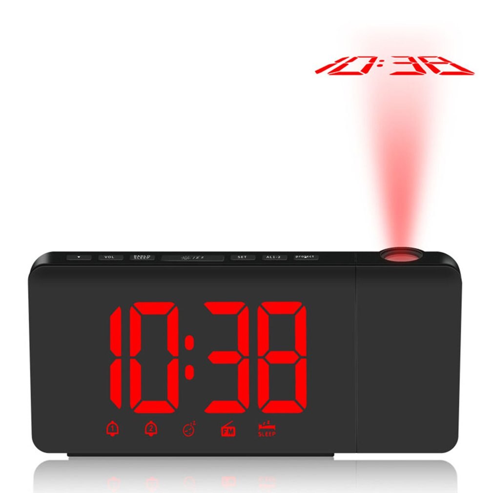 TS-3211 RLED Attention Projection Digital LCD Snooze Alarm Clock Projector Color Display LED Backlight Bell Timer: HM10701