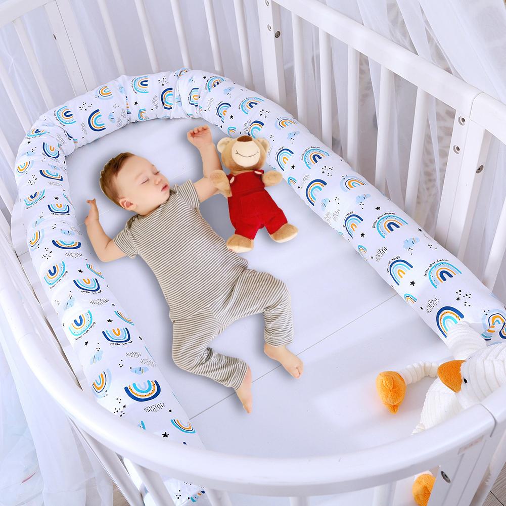 Babybedje Hek Verwijderbare En Wasbare Kinderen Afdrukken Regenboog Crib Bed Omliggende Veiligheid Bumper Vangrail Wieg