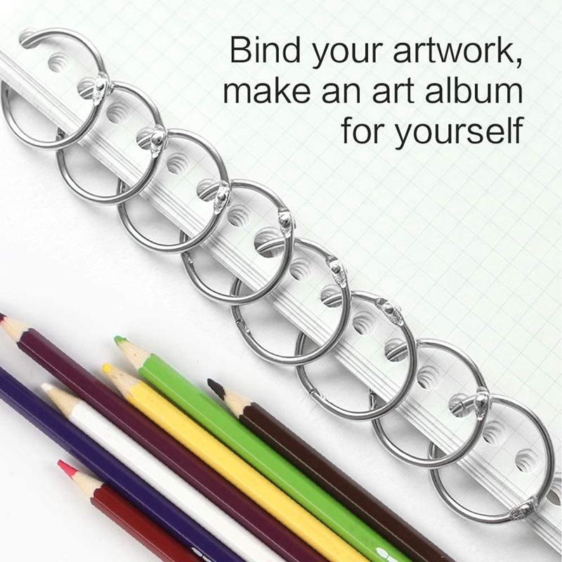 120 Pcs Binder Rings 25mm Metal Book Rings Loose Leaf Binder Rings Index Card Ring Binder for Scrapbook Flashcard