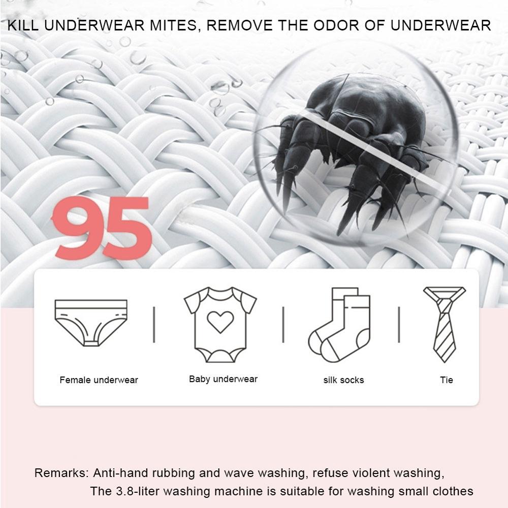 3.8L Mini Washing Machine Household Portable Dry Underwear Care Cleaner USB Ultrasonic Turbo Wave Travel Home Washing Machine