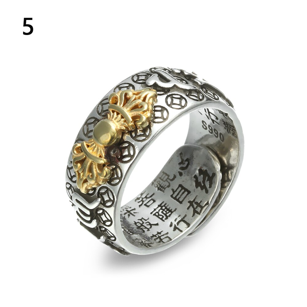 Vintage Pixiu Charms Ring Unisex Adjustable Women Men Feng Shui Jewelry Amulet Protection Wealth Buddhist Retro Rings: 05