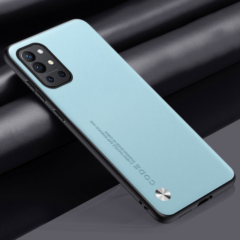 Luxuriöse pu-lederhülle für oneplus 9 pro 9r , silikon-schutzhülle für oneplus 9 r 9 pro, oneplus 9 pro hülle: Aluminium / Himmelblau