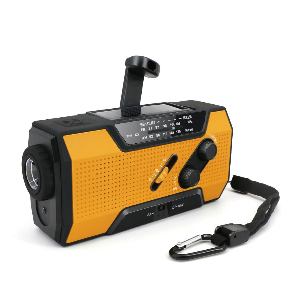 Wielofunkcyjne radio awaryjne AM/FM Przenośne radio Solor Hand Crank USB AA Baterie Ładowalna latarka Lampka do czytania Alarm SOS: Pomarańczowy