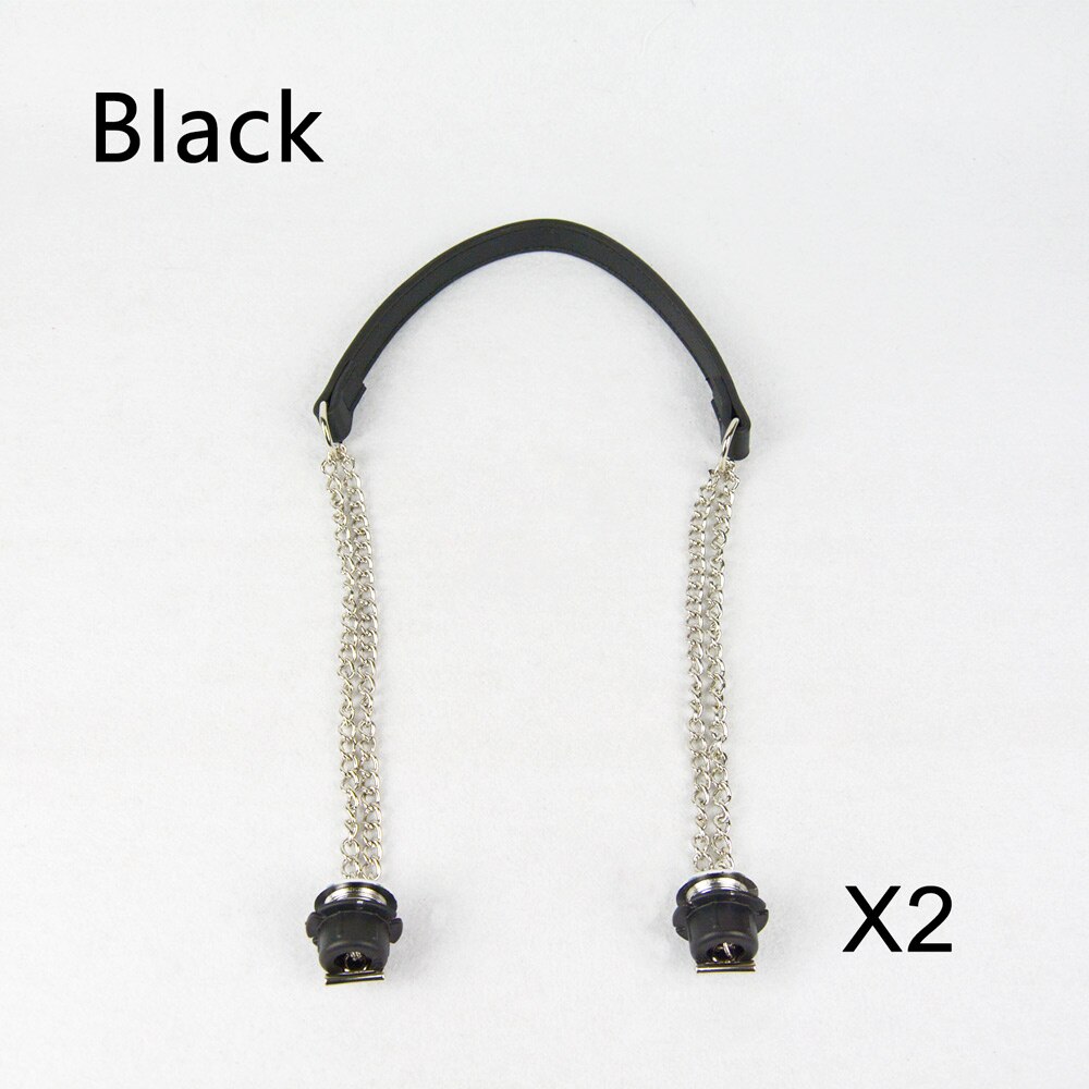 1 Pair Obag Silver Long Double OT Chain With Metal Plating Screw For OBag O bag Women Bag Shoulder HandBag: Black
