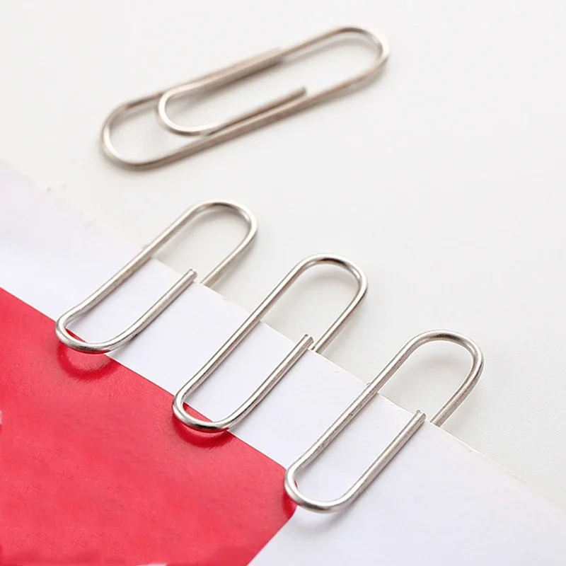 500/300/100/50PCS Metal Silver Paper Clips for Paperwork Stainless Steel Bookmark Paperclips Organizers Office School Supplies