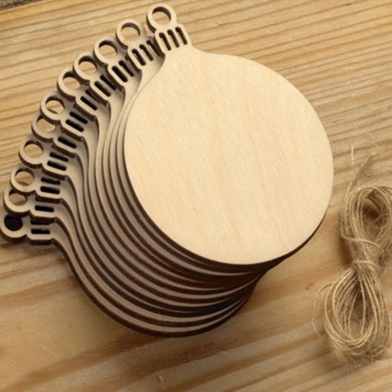 10 stücke Holz Runde Kugeln Stichworte Weihnachten Bäume Spielzeug Dekorationen Handwerk Spielzeug Ornamente Weihnachten DIY Handwerk freundlicher Spielzeug Für freundlicher: 10pc hölzern runden