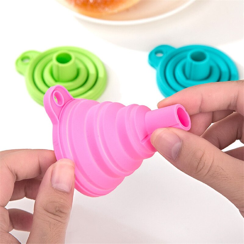 1pc mini køkken tilbehør gadgets nyttige sammenklappelige stil tragt tragt beskyttende silikone gel sammenfoldelige køkken køkkenredskaber