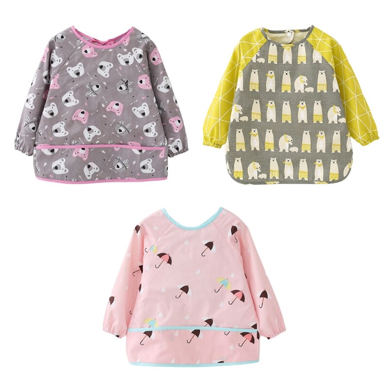Lange Mouw Teken Smock Slab - Waterdichte Cartoon Voedingshoes voor Baby Kinderen Peuters