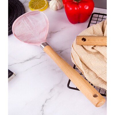 Pink Silicone Kitchen Utensils Set Heat Resistant Nonstick Baking Cooking Tools wooden handle Kitchenware Accessories: B