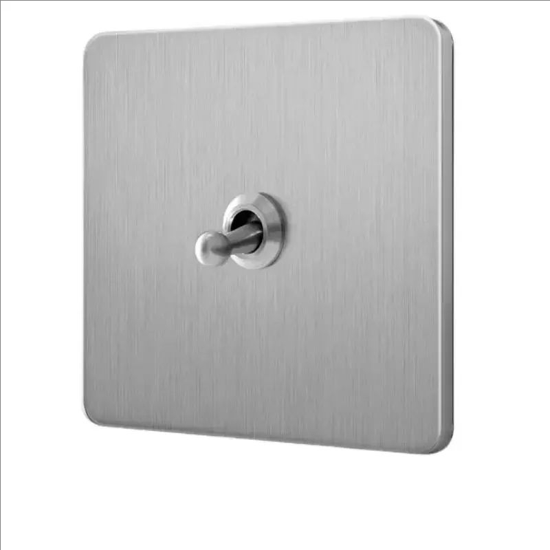 Double Prise de Courant Murale en Acier Inoxydable Brossé, Rétro, UE, France, Levier D.lique Interdit, 1-4 lèvent, 2 Voies, Panneau d'Joli, RJ45