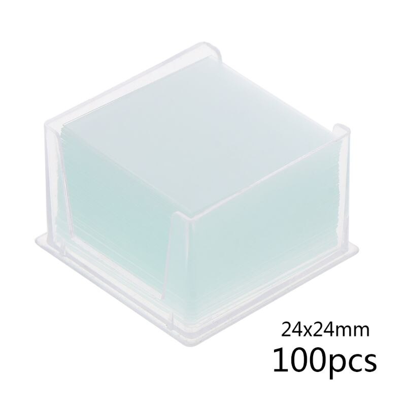 100 stk gennemsigtige firkantede glasglas dækglas dækglas til optisk mikroskopinstrument: 24