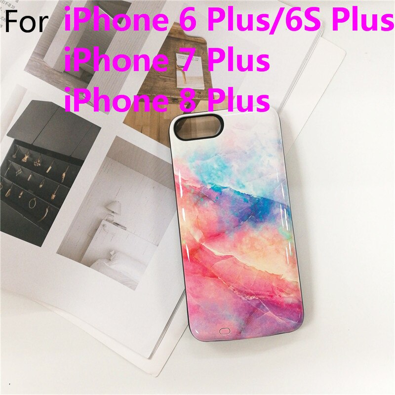 Coque de chargeur de batterie pour iPhone 7 8 6 6S Plus, étui de charge pour iPhone SE , banque d&#39;alimentation Portable mince, pierre de marbre multicolore: I7P-multicolor