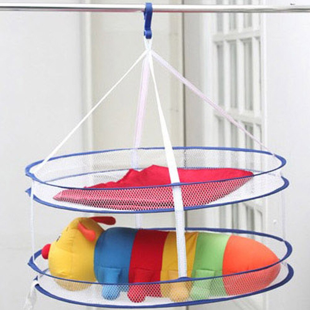 Drying Laundry Bag 2 Layers Clothes Drying Rack Folding Hanging Hanger Clothes Laundry Underwear Basket Dryer Net Bags