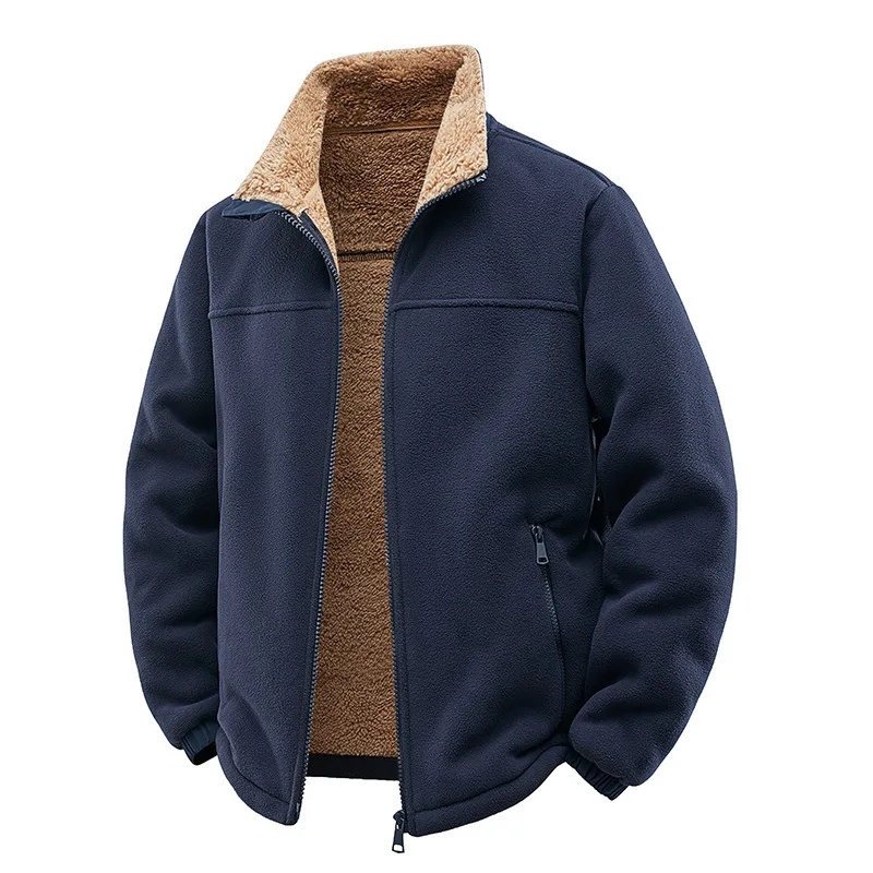 Chaqueta de lana gruesa para hombre, ropa de abrigo informal holgada de 400g de peso alto para otoño e invierno con relleno, abrigo holgado con cuello levantado: M / BLANCO