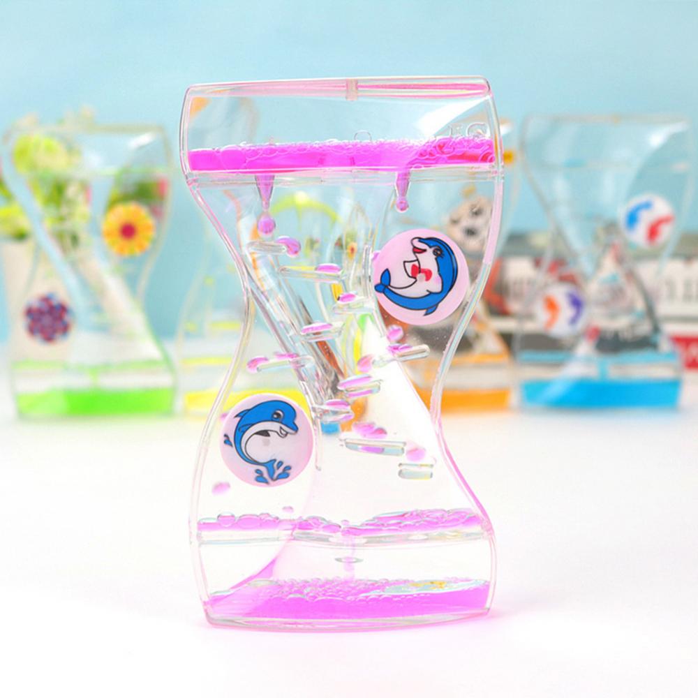 Moving Double Color Sand Hourglasses Floating Oil Liquid Visual Motion Timer Glass Acrylic Clock Home Decoration Desk Ornament