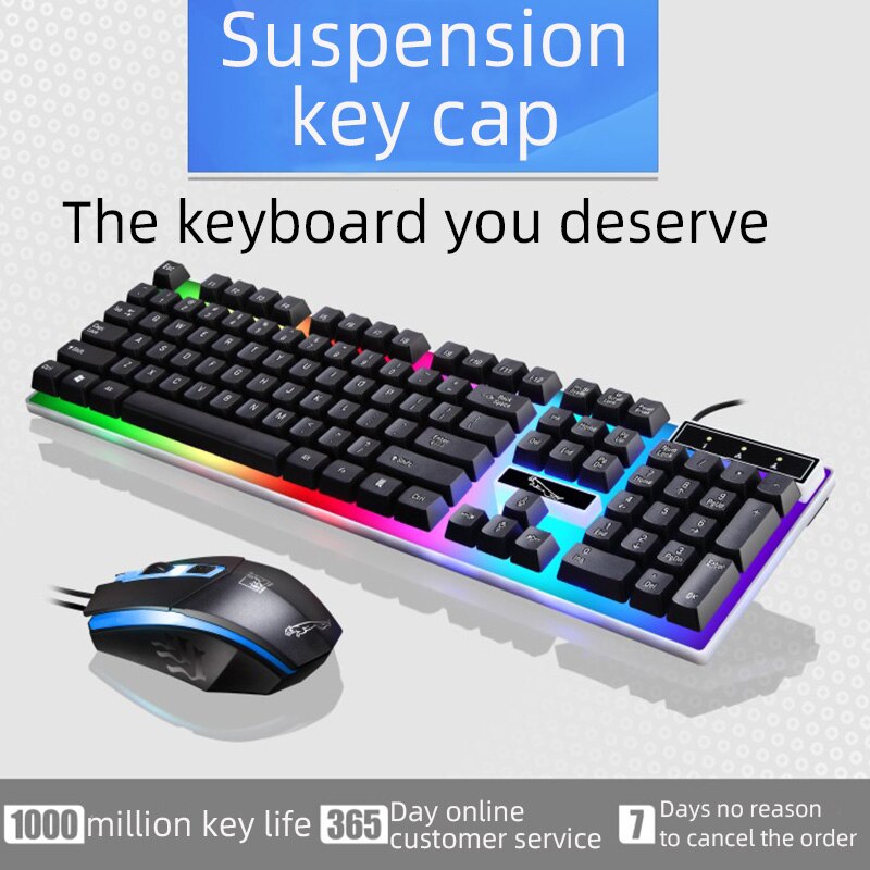 G21 wired mechanical suspension keyboard set led color backlit gaming keyboard and mouse set wired keyboard wired mouse