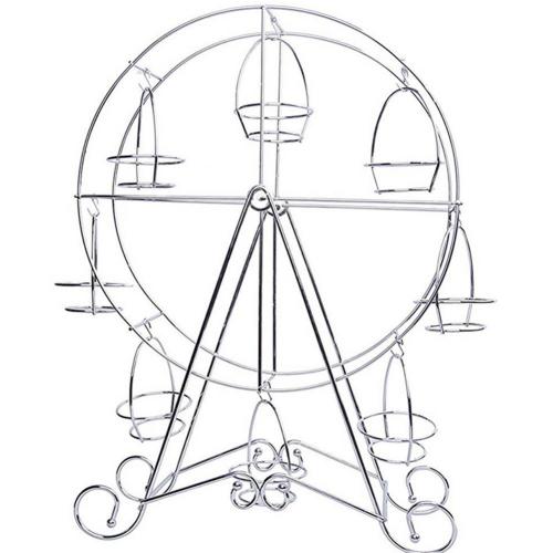 8 Cups Metalen Draaiende Reuzenrad Cupcake Houder Dessert Stand Cake Stand Display Rack Bruiloft Verjaardagsfeestje Decoratie: Silver