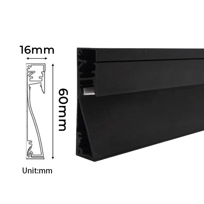 Strisce luminose a portato per battiscopa Montaggio a parete da incasso Profilo in alluminio H60 / 80mm con copertura lattiginosa Canale angolare Decorazioni per la casa Lampada da sbarra: giallo / Blu