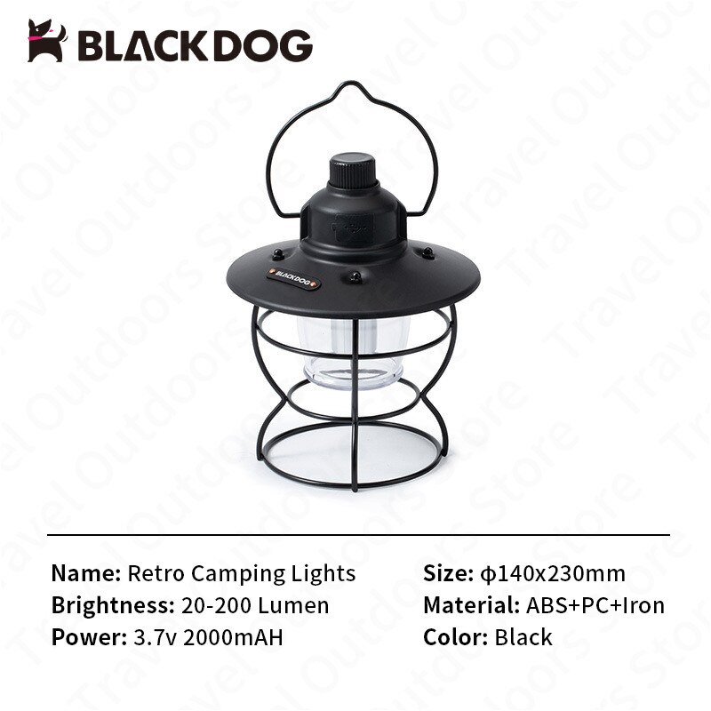 Naturehike-BLACKDOG Ultralight Portable Camping Light Hanging Type IPX4 Waterproof Outdoor Retro Lamp Adjustable Brightness: Default Title