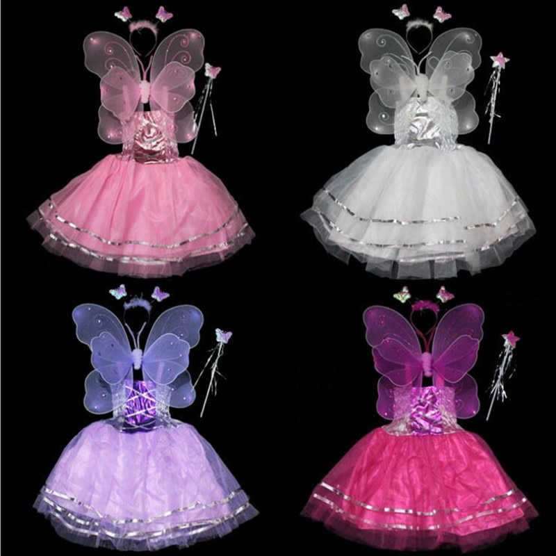 Niñas mariposa ala diadema varitas vestido niños Hada princesa actuación Cosplay disfraz Decoración Para vestido de Halloween