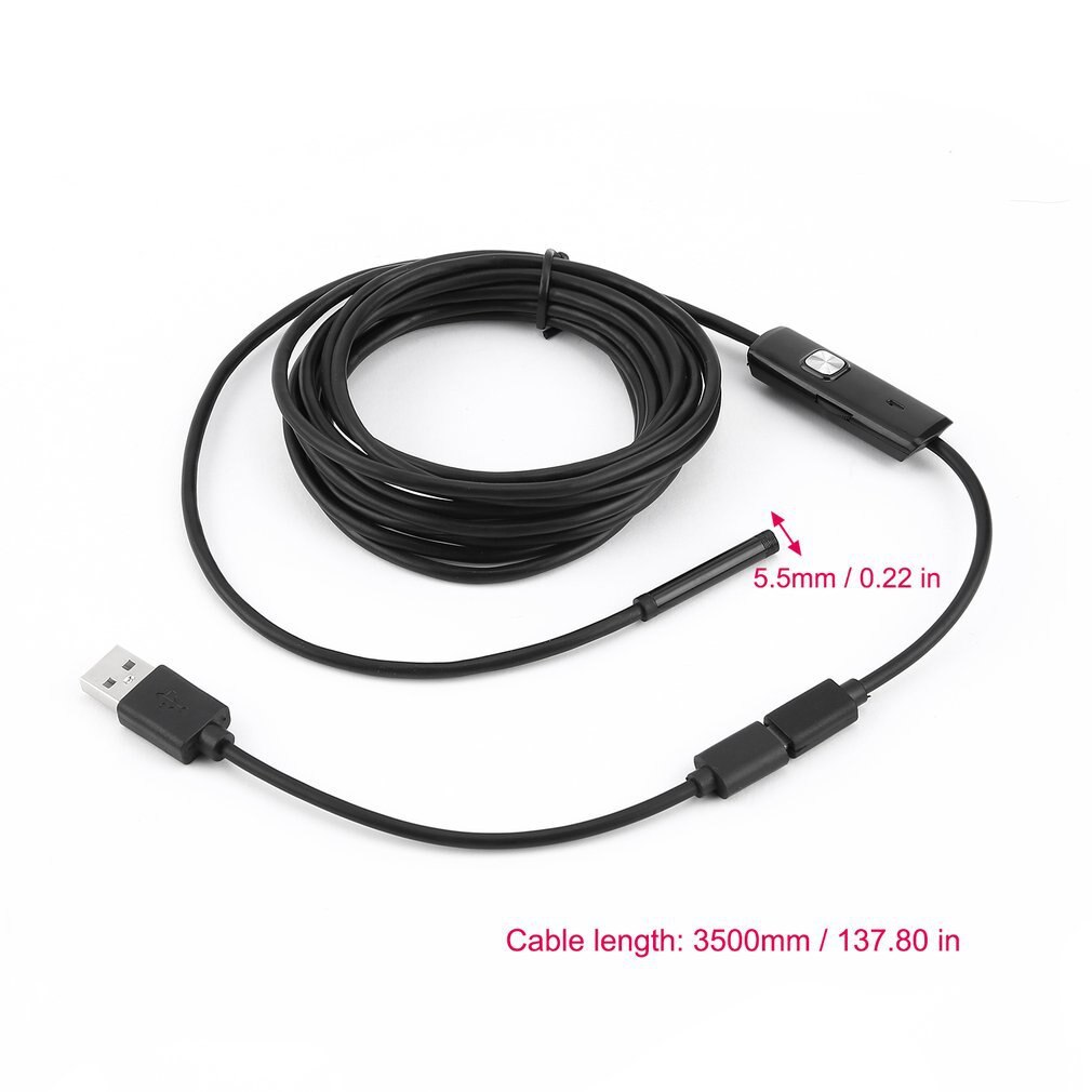 6 Led 5.5Mm Lens Endoscoop Waterdichte Inspectie Borescope Voor Android Focus Camera Lens Usb-kabel Waterdichte Endoscoop: 3.5m