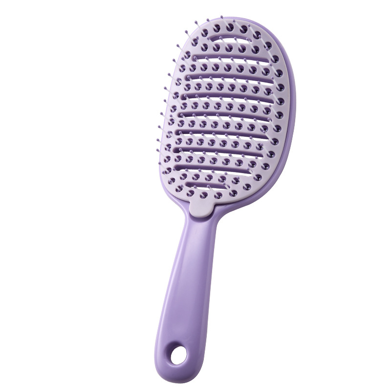 Gebogene, belüftete Haarbürste, Paddel-Entwirrungs-Paddelbürste zum Föhnen, belüftete Paddelbürste, gebogene Haarbürste für nasses, kurzes, lockiges Haar: Lila