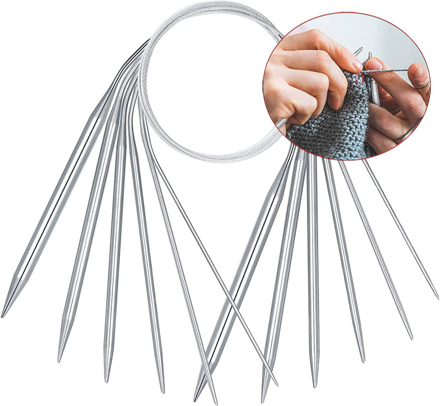 43/60/80/100/120cm ferri da maglia circolari in acciaio inossidabile aghi tutto'uncinetto per maglieria perni per tessitura fai da te strumenti artigianali ad fa