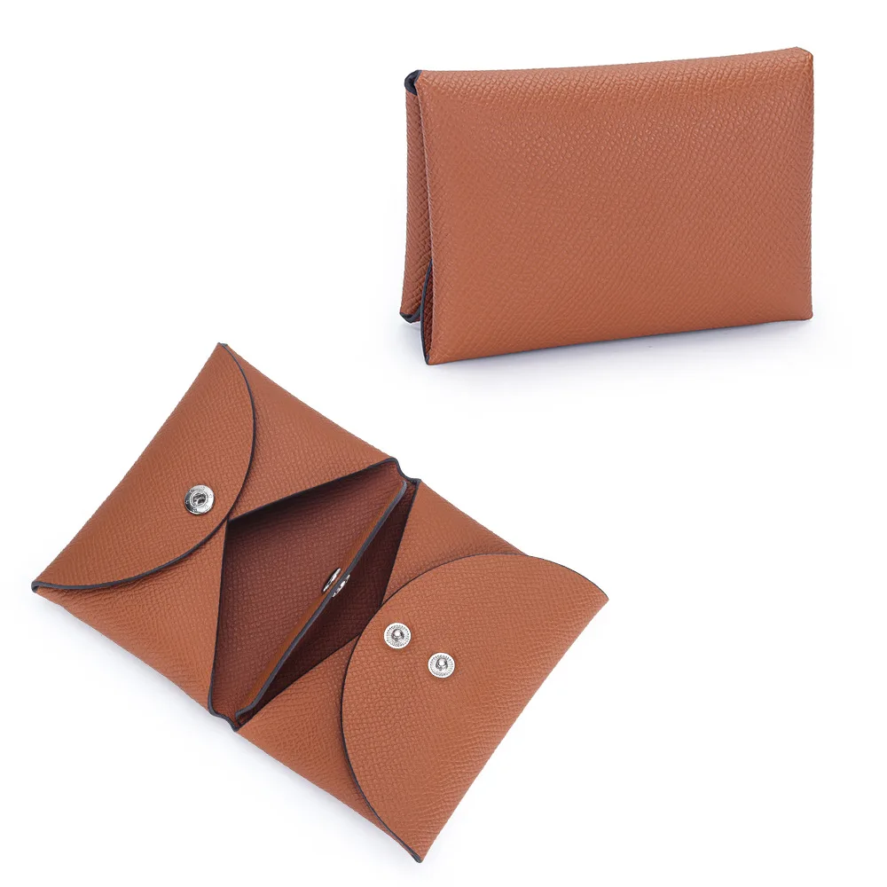 Mini Coin Purse Genuine Leather Small Coin Wallet Genuine Leather Hasp Coin Purse Pouch Change Holder Card Holder for Men Women: Brown