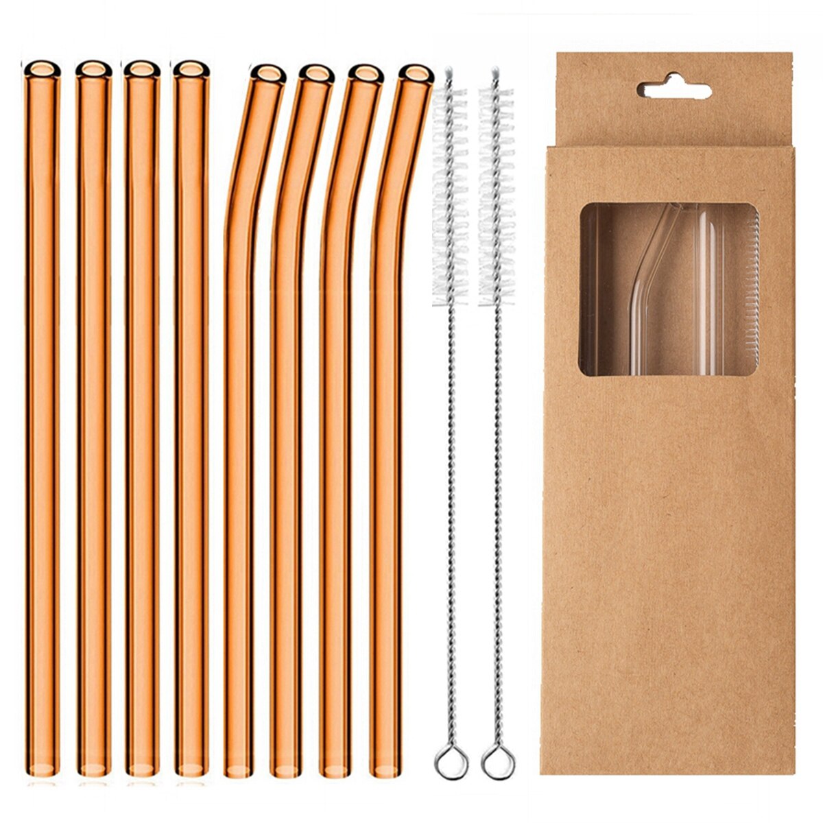 Glass Drinking Straws Kitchen Bar Reusable Drinking Straws Eco-friendly Glass Cocktail Straws for Juice Milk Coffee Bar Drinks: Amber Mixed