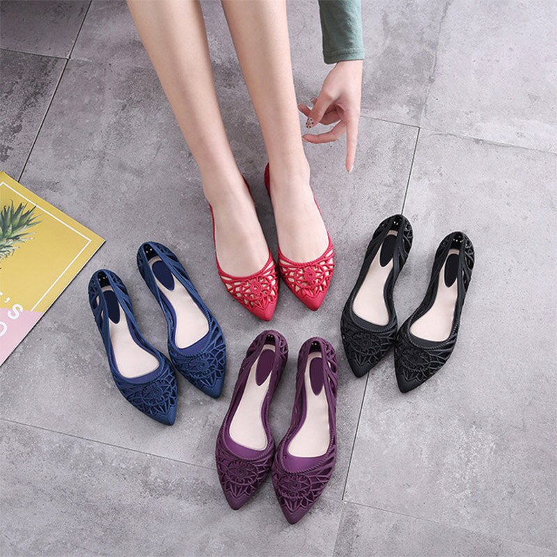 MCCKLE été femmes sandales PVC chaussures plates décontractées femme évider bout pointu sans lacet confort dames chaussures de gelée femme peu profondes