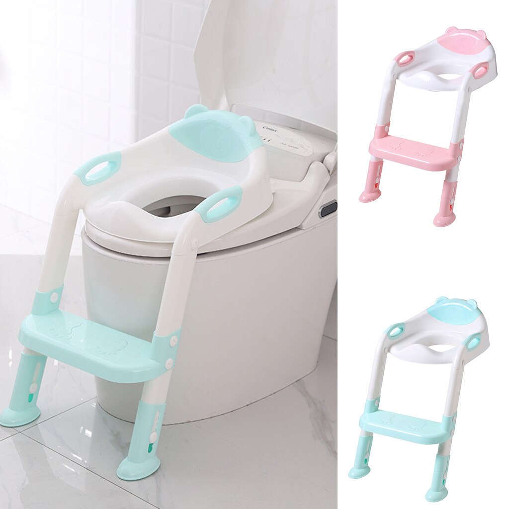 Baby Child Potty Toilet Kids Potty Toilet Trainer Seat Step Stool Ladder Adjustable Training Chair Training Folding Seat 2Colors