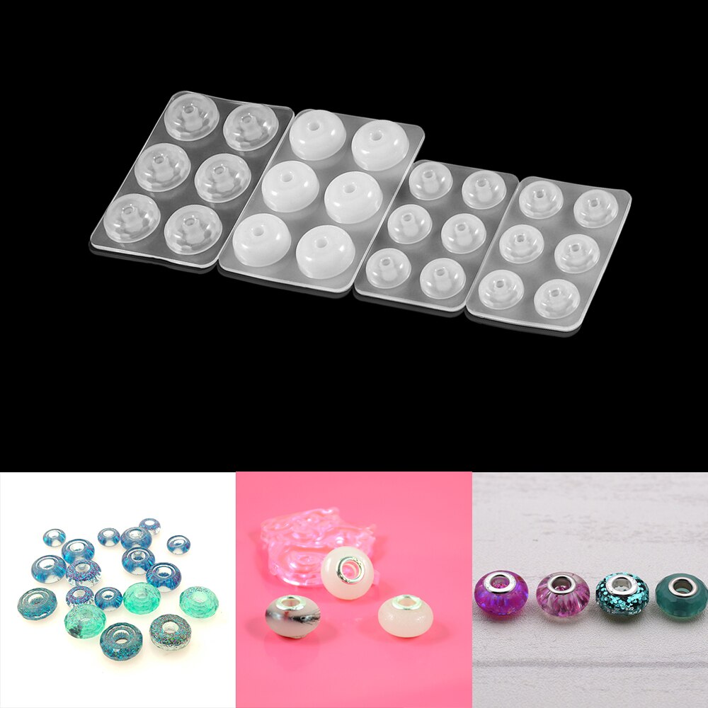 1Pc Platte Bal Kralen Epoxyhars Mallen Big Hole Bead Siliconen Mal Fit Voor Ketting Armband Diy Hars Sieraden maken Accessoires