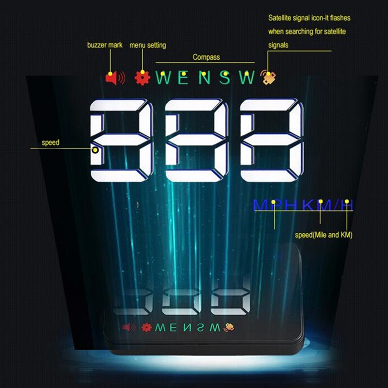 GEYIREN A5 GPS HUD 3.5 inch Car Head Up Display Windshield Projector Overspeed digital speedometer gps 2 Displays Mode hud