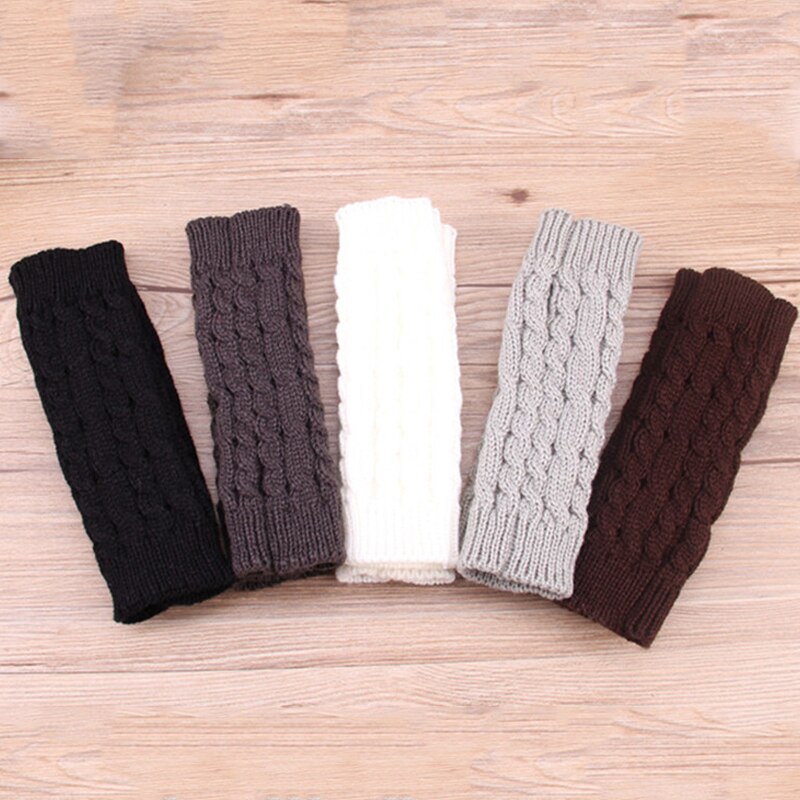 Guantes elegantes para mujer, calentadores de manos, guantes de invierno para mujer, guantes tejidos a ganchillo de lana sintética, sin dedos mitón de abrigo, guantes para mujer