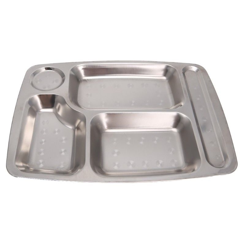 4/5/6 Grids Stainless Steel School Lunch Divided Plate Tray Kids Snack Food Containers Restaurant Tableware Lunch Meal Box