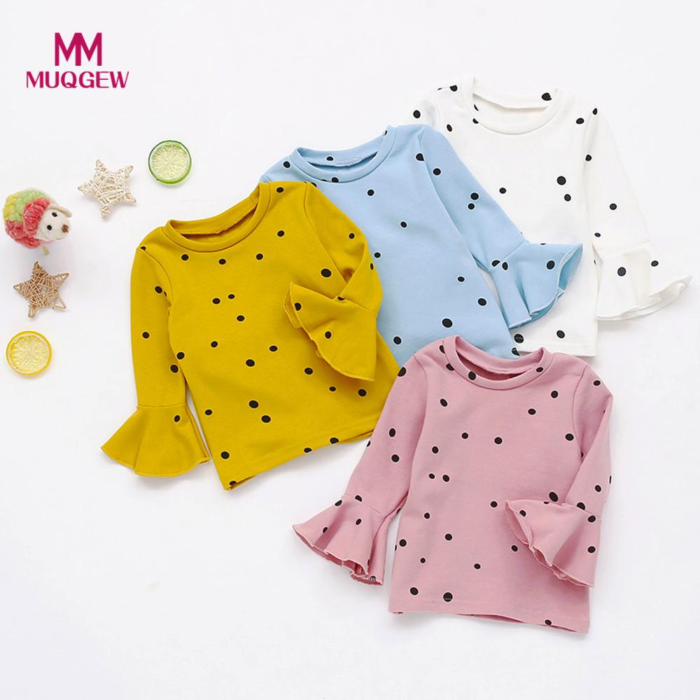 baby girl tops Soft Cotton Long Sleeve Dot Print Soft Toddler Kids Tops Shirt Clothes camiseta